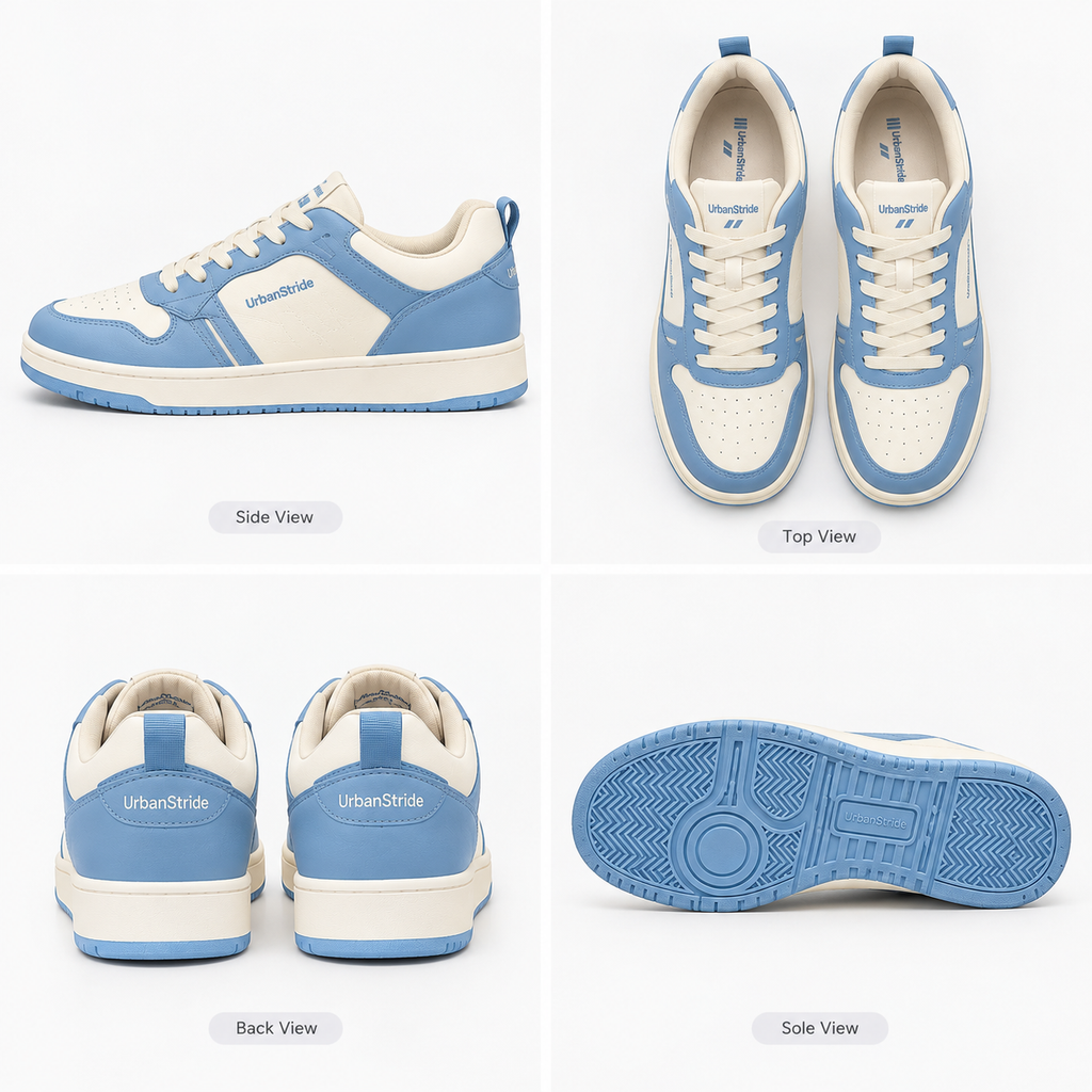 UrbanStride Sky Blue & Cream Retro Sneakers